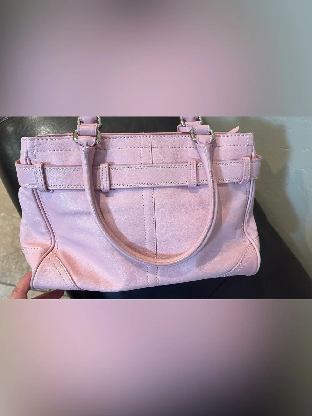 Coach Soft Pink Structured Leather Tote Bag - Women's Handbag y2k carryall